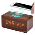 Best Gift Wooden Digital LED Alarm Clock Children's Alarm Clock Wooden wireless charger with Alarm Clock